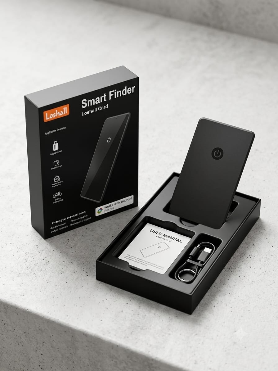 Loshall Card Smart Finder – Ultra-Slim Rechargeable Wallet & Luggage Tracker for Android Find Hub