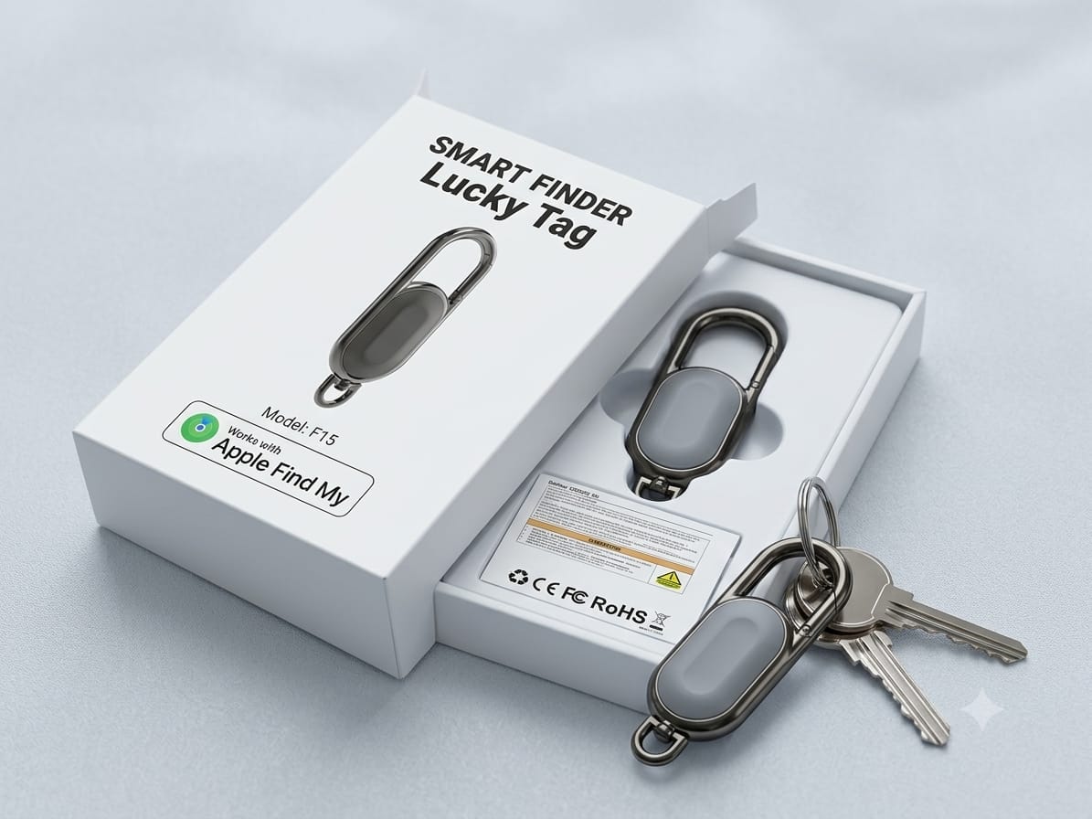 Smart Finder Lucky Tag (Model: F15) – Carabiner Keyring & Luggage Bluetooth Tracker for Apple Find My
